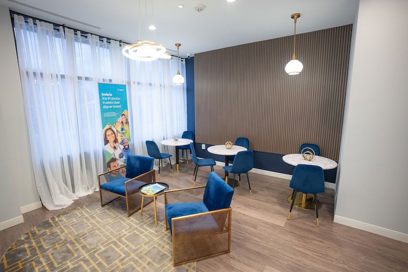 alvorada dentistry office interior waiting room chairs and tables